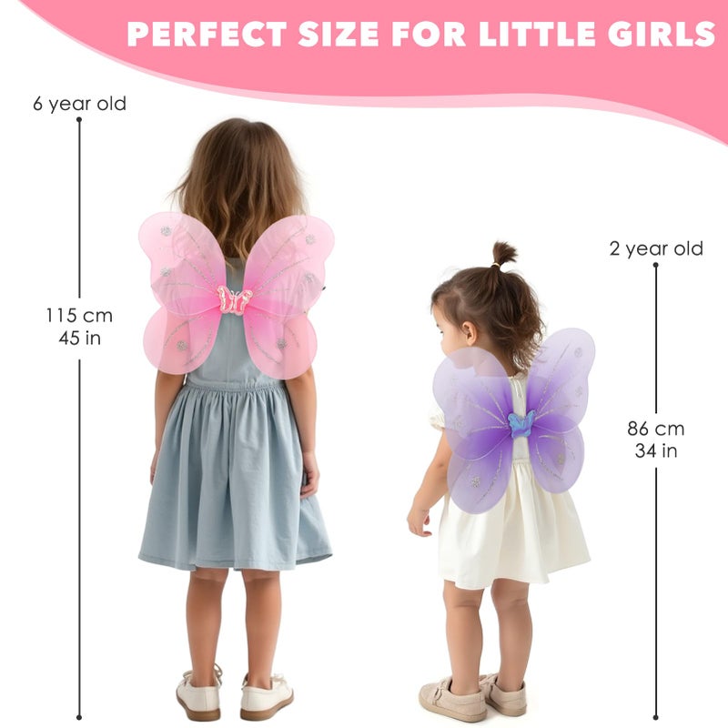 kilofly 6 Sets Angel Butterfly Wings Fairy Wands Princess Dress Up Costume - Image 4